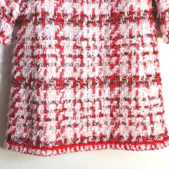 NWOT Amen Wardy Aspen Metallic Tweed Mid Length Jacket Pink Red Size FR36 - Picture 11 of 17
